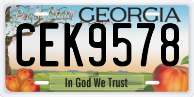 GA license plate CEK9578