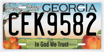 GA license plate CEK9582