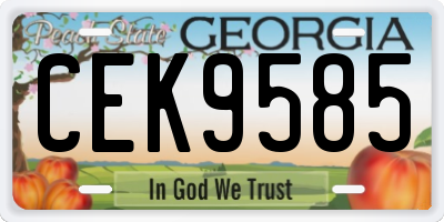 GA license plate CEK9585