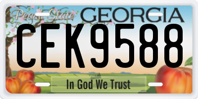 GA license plate CEK9588