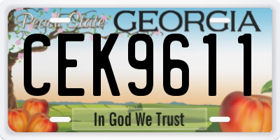 GA license plate CEK9611