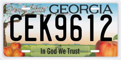 GA license plate CEK9612