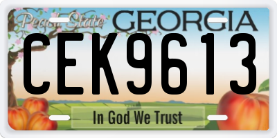 GA license plate CEK9613