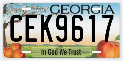 GA license plate CEK9617