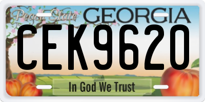 GA license plate CEK9620