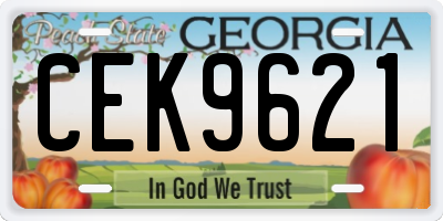 GA license plate CEK9621
