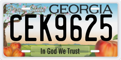GA license plate CEK9625