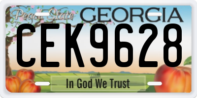 GA license plate CEK9628