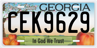 GA license plate CEK9629