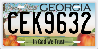 GA license plate CEK9632