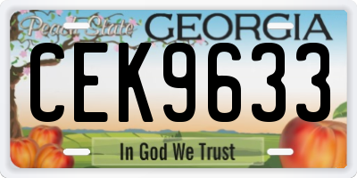GA license plate CEK9633