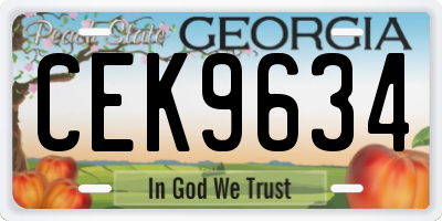 GA license plate CEK9634
