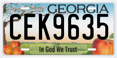 GA license plate CEK9635