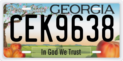 GA license plate CEK9638