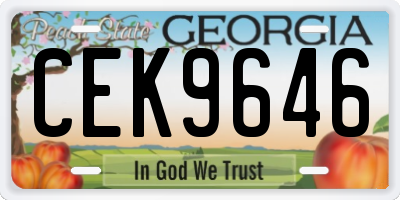 GA license plate CEK9646