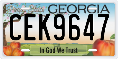 GA license plate CEK9647