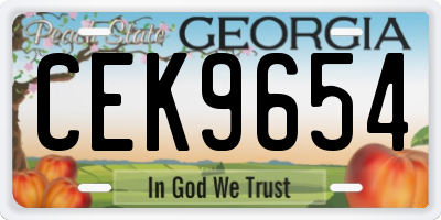 GA license plate CEK9654