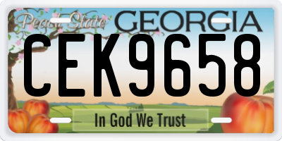 GA license plate CEK9658