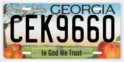 GA license plate CEK9660