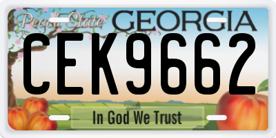 GA license plate CEK9662