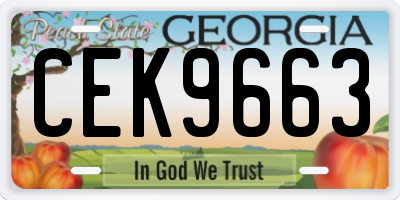 GA license plate CEK9663