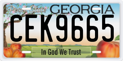 GA license plate CEK9665