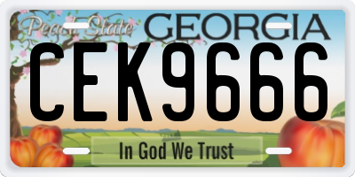 GA license plate CEK9666