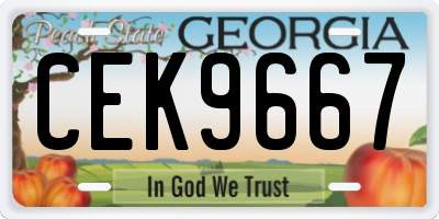 GA license plate CEK9667