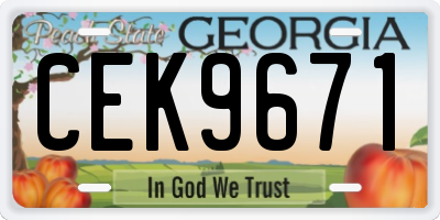 GA license plate CEK9671