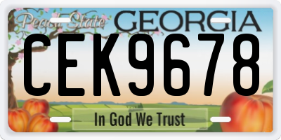 GA license plate CEK9678