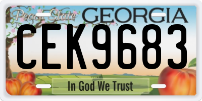 GA license plate CEK9683