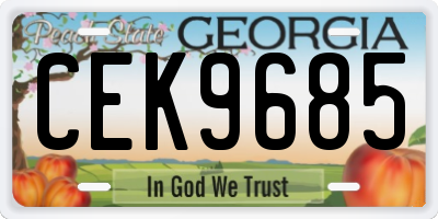 GA license plate CEK9685