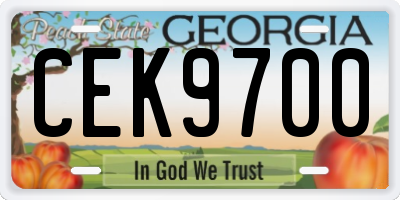 GA license plate CEK9700