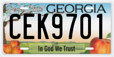 GA license plate CEK9701