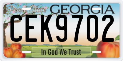 GA license plate CEK9702