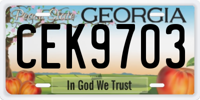 GA license plate CEK9703