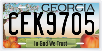 GA license plate CEK9705