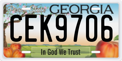 GA license plate CEK9706