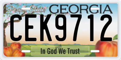 GA license plate CEK9712
