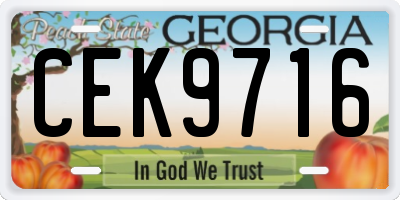 GA license plate CEK9716
