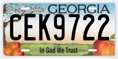 GA license plate CEK9722