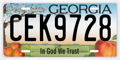 GA license plate CEK9728