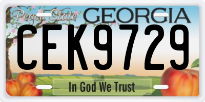 GA license plate CEK9729