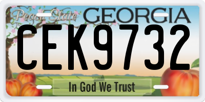 GA license plate CEK9732