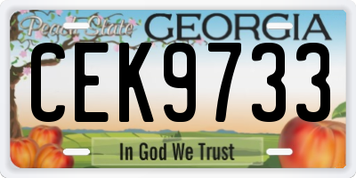 GA license plate CEK9733
