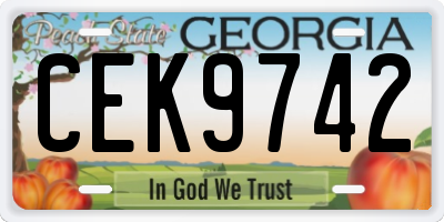 GA license plate CEK9742