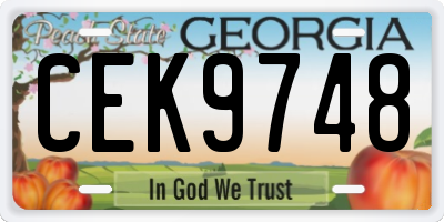 GA license plate CEK9748