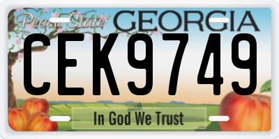 GA license plate CEK9749
