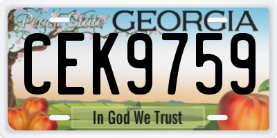 GA license plate CEK9759