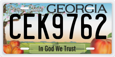 GA license plate CEK9762